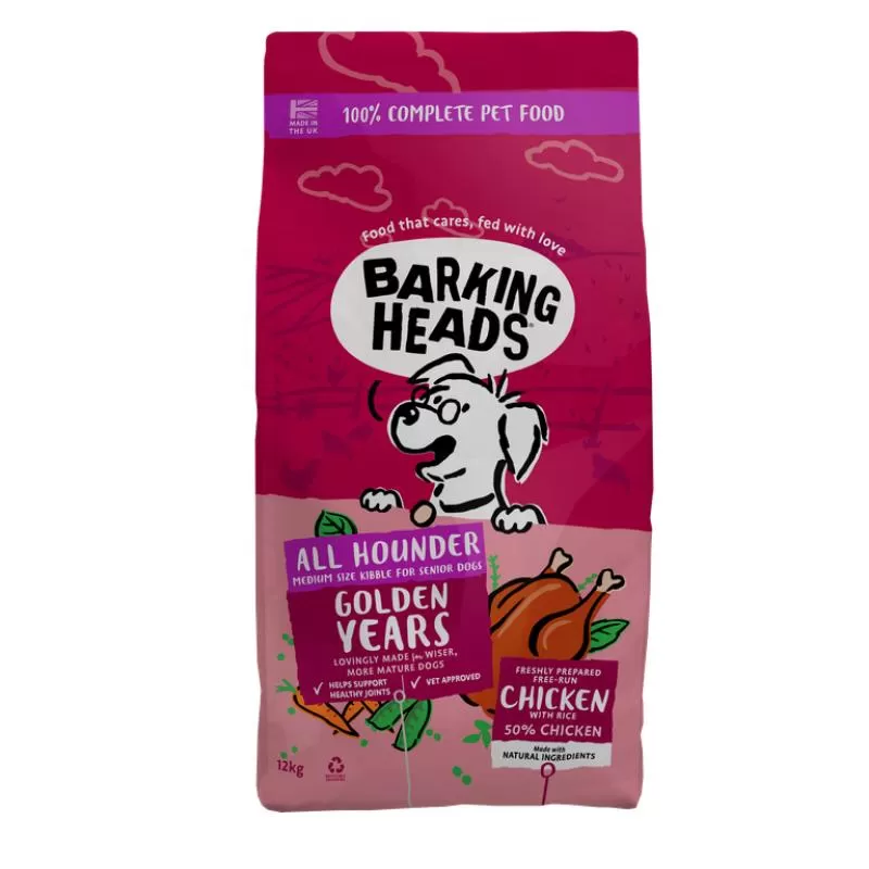 BARKING HEADS Golden Years pašaras šunims su vištiena 2kg. - 12kg.