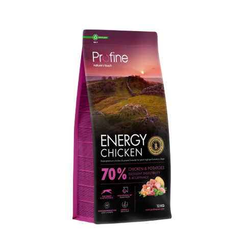 Profine Energy Chicken sausas maistas šunims su vištiena 12kg.