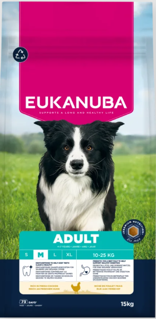 Eukanuba Life Care Adult Medium Breed sausas maistas vidutinių veislių šunims su vištiena 15kg