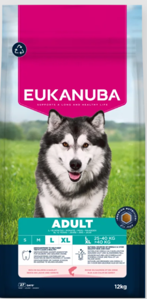 Eukanuba Life Care Adul Large sausas maistas didelių veislių šunims su lašiša ir miežiais, 12 kg