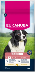 Eukanuba Life Care Senior Medium sausas maistas vidutinių veislių senyviems šunims su vištiena, 15 kg