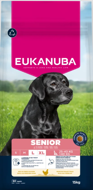 Eukanuba Life Care Senior L sausas maistas senyviems didelių veislių šunims su vištiena, 15 kg