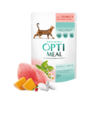 Optimeal™ VISAVERTIS KONSERVUOTAS PAŠARAS SUAUGUSIOMS KATĖMS SU KALAKUTIENA MOLIŪGŲ PADAŽE 0,85g* 12vnt.