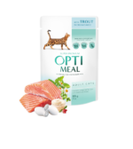 Optimeal™ VISAVERTIS KONSERVUOTAS PAŠARAS SUAUGUSIOMS KATĖMS SU UPĖTAKIU KREMINIAME PADAŽE 0,85g. * 12vnt.