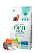 Optimeal™ Visavertis sausas gyvūnų pašaras miniatiūrinių veislių suaugusiems šunims su dideliu kiekiu lašišos 1,5kg.