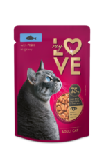 MY LOVE Visavertis konservuotas ėdalas suaugusioms katėms su žuvimi švelniame padaže 85g.
