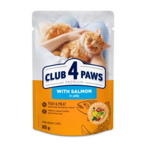 CLUB 4 PAWS PREMIUM "SU LAŠIŠA DREBUČIUOSE". PILNAVERTIS DRĖGNI PAŠARAI SUAUGUSIOMS KATĖMS 85g.