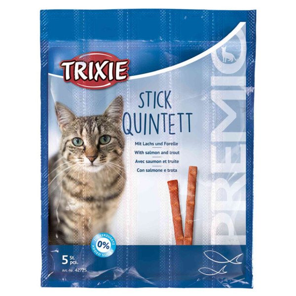 TRIXIE PREMIO Stick Quintett, salmon-trout, skanėstas katėms, 5x5 g