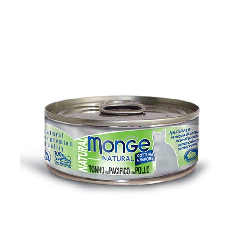 Monge kons. pašaras katėms su tuno ir vištienos gabalėliais savo sultyse 6x80g