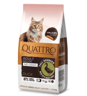 QUATTROCollagen sausas pašaras suaugusioms naminėms katėms su antiena (begrūdis) 7 kg