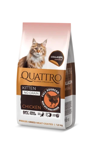 Quattro Collagen kitten sausas maistas kačiukams su Vištiena 7 kg