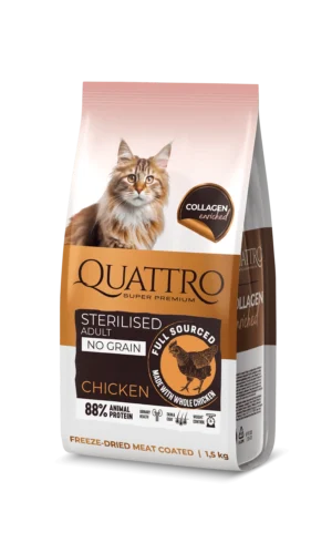 Quattro Collagen sterilised sausas maistas suaugusioms sterilizuotoms katėms su vištiena 7 kg