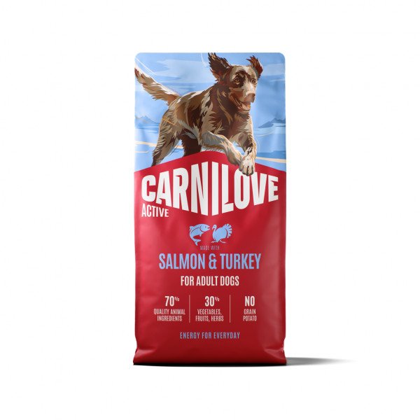 CARNILOVE ACTIVE Dog Salmon & Turkey sausas pašaras šunims 1,5kg. - 12kg.