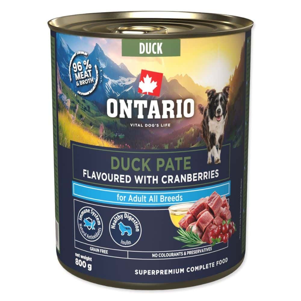 Ontario Adult Duck with cranberry konservai šunims su antiena ir spanguolėmis 800g