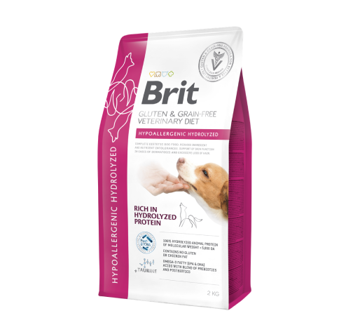 Brit GF Veterinary Diets Dog Hypoallergenic Hydrolized sausas pašaras šunims 2kg