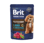Brit Premium by Nature konservuotas pašaras šunims maiš. Lamb&Green Peas in Gravy 85g.